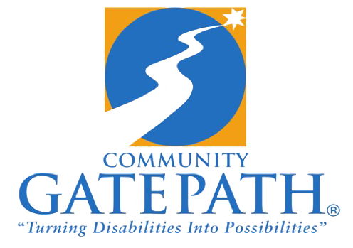 Logo with a white path leading to a star with blue and orange background and the words: Community Gatepath | "Turning Disabilities Into Possibilities"